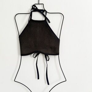 ARQ Women’s Black Olive GIULIA SWIM HALTER Bikini Top Elasterell-P W Sorona Sz L